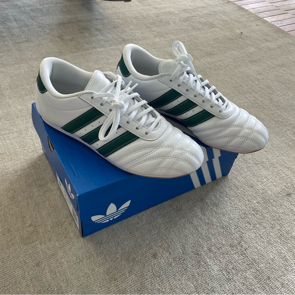 Adidas White and Teal Taekwondo Lace Shoes
